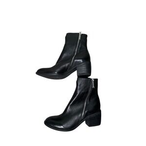 Midas Oland Black Leather Ankle Boots Zip Up Block Heel Size‎ 38 Womens